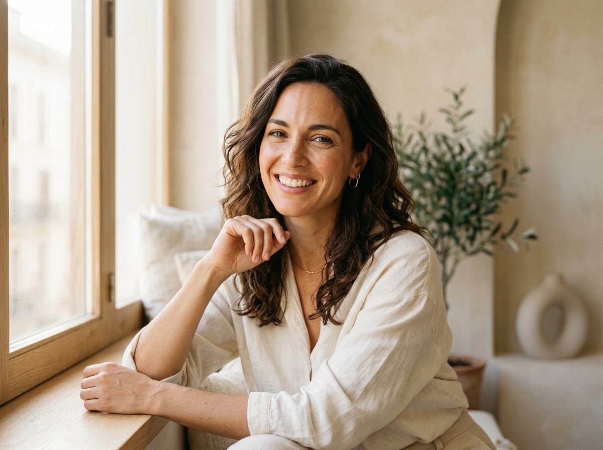 Retrato editorial de estética dental natural en AUREA Dental Studio Madrid